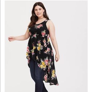 Torrid | Black Floral Hi-Low Dress